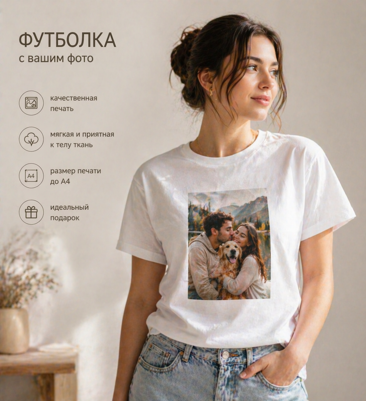футболка с фото на заказ белая